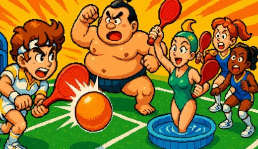 AC版『パドルマニア』力士とコートで激突！80年代SNKが生んだ奇想天外な対戦アクション